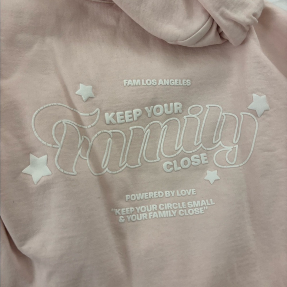 Fam LA pink hoodie- “keep your family close”